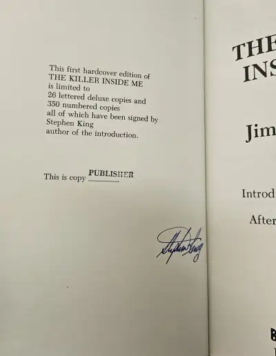 The Killer inside me - Autografiado por S. King — Stephen King