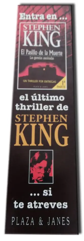 El pasillo de la Muerte - Señalador promocional — Stephen King - 1